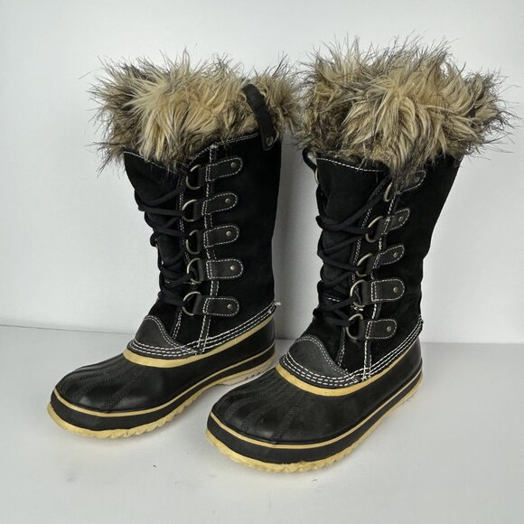 Sorel Boots Womens Size 7 Joan Of Arctic Waterproof Insulated Black Lace Up - Picture 2 of 16